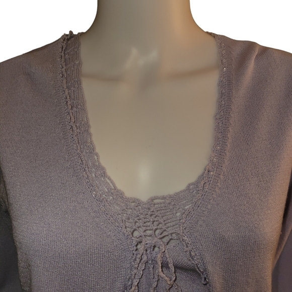 Axcess Liz Claiborne Sweater Set Purple L - Picture 3 of 4